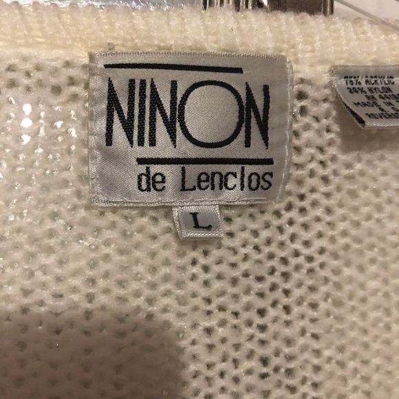 Beautiful Classy Vintage Cottage White Ivory Cream Crochet Knit button Sweater - Picture 12 of 16